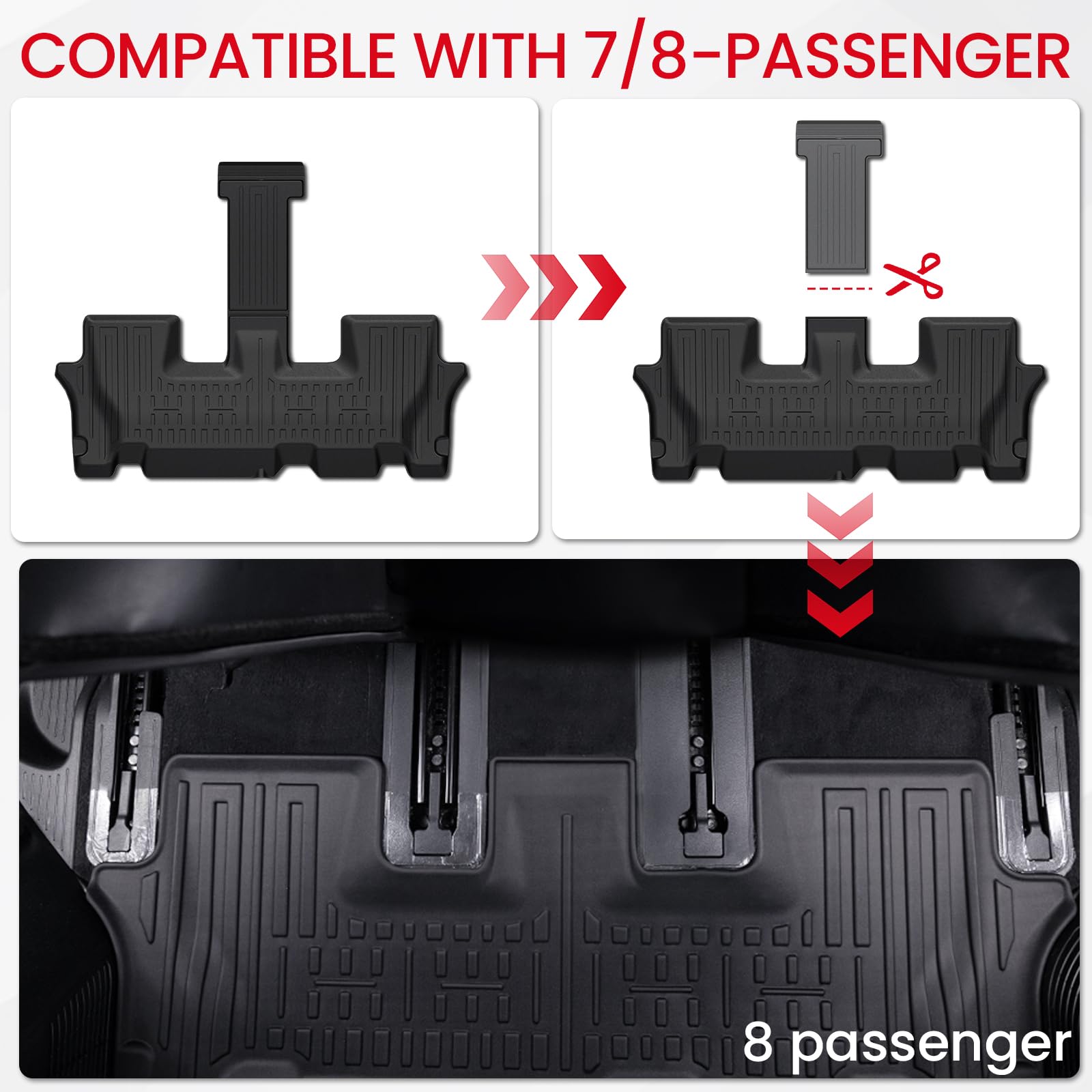 2020-2025 Kia Telluride All-Weather Floor Mats & 2-in-1 Cargo Liner Set - Heavy Duty TPE Protection for 7/8 Passenger SUV - Seat Back Covers & Cargo Mat with Backrest - Perfect for Road Trips, Camping & Family Adventures