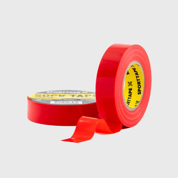 SportTape 1.9cm x 20m Athletic Sock Tape - Red Color for Running, Soccer & Sports Injury Prevention - Breathable & Strong Adhesive Support for Ankles & Feet