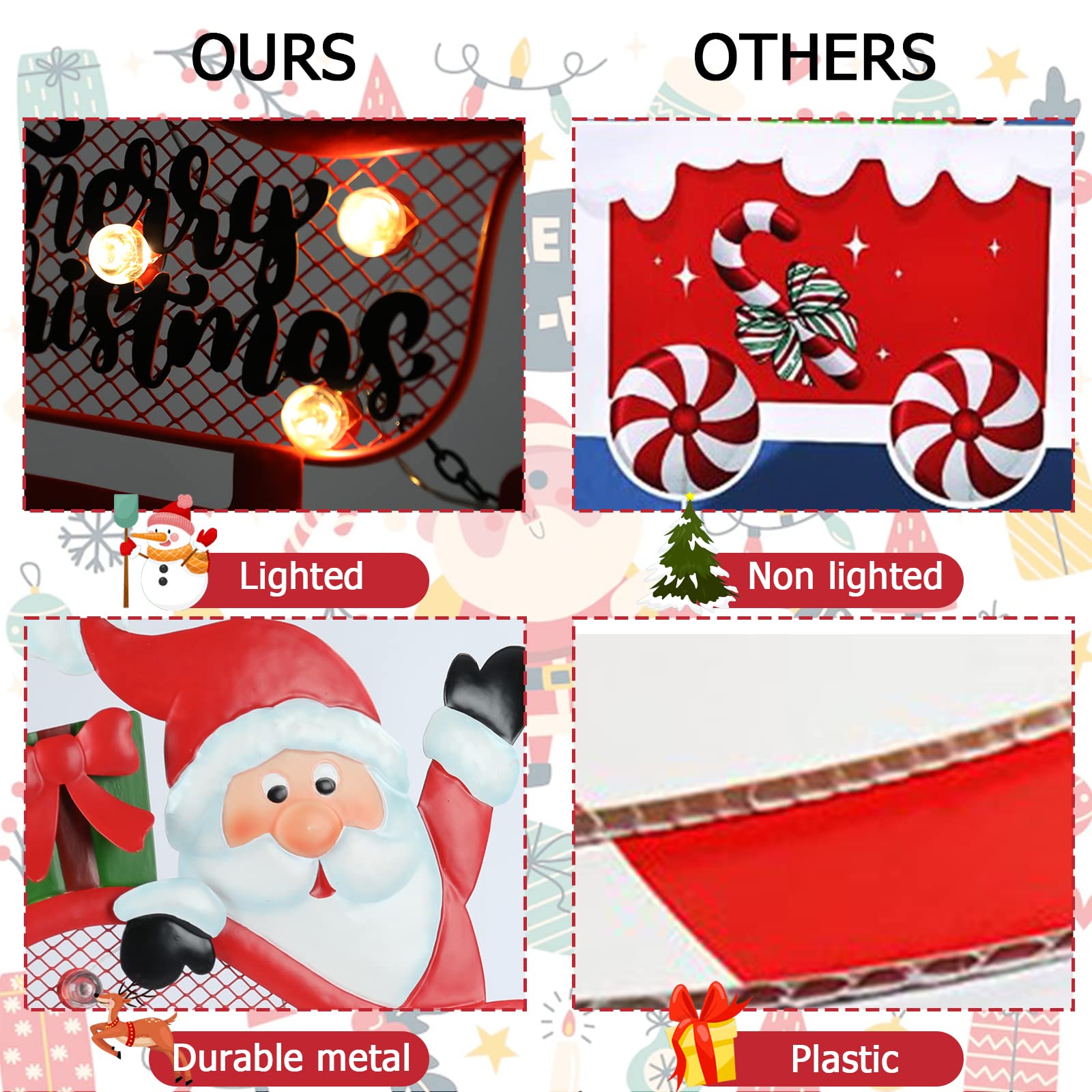 LED Santa Claus & Reindeers Sleigh Christmas Yard Stakes - Outdoor Lighted Metal Decorations for Garden, Lawn & Pathway | Perfect for Holiday Festivities, Front Yard Displays & Seasonal Celebrations