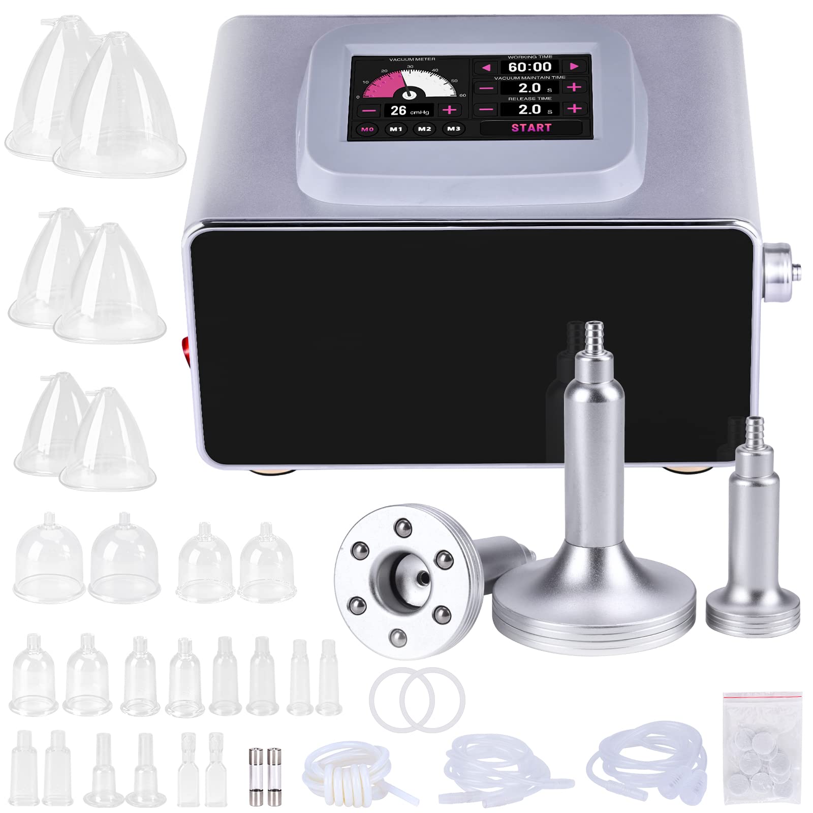 Beauty Star Upgraded Vacuum Therapy Machine - Professional 0-60 cmHg Cupping Massage Set with Color Touch Screen, 24 Vacuum Cups & 3 Pumps for Home Spa, Pain Relief & Body Detox