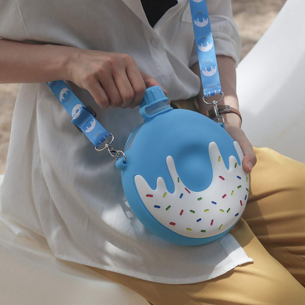 VALICLUD Insulated Donut-Shaped Water Bottle with Crossbody Strap - 250ml Leak-Proof Kids Drink Bottle for School, Sports & Outdoor Activities