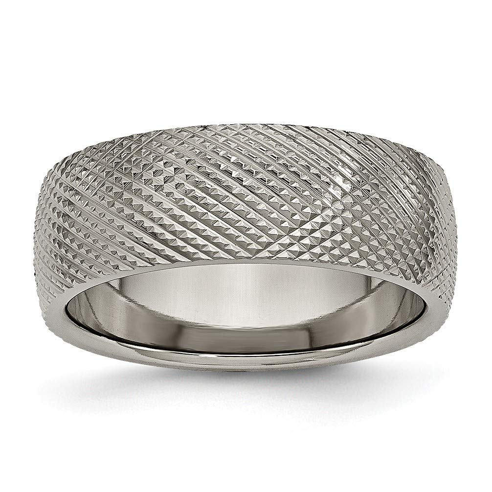 8mm Grey Titanium Textured Wedding Band for Men - Durable & Comfortable Ring for Everyday Wear, Anniversaries & Special Occasions
