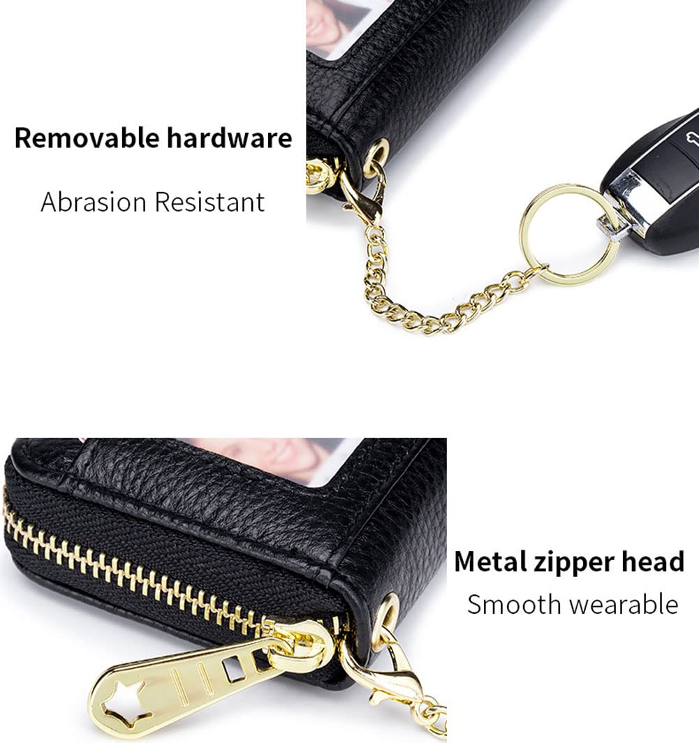 Genuine Leather RFID Blocking Women's Credit Card Holder - Slim ID Card Wallet with Keychain (Yellow) | Perfect for Travel, Shopping & Everyday Use
