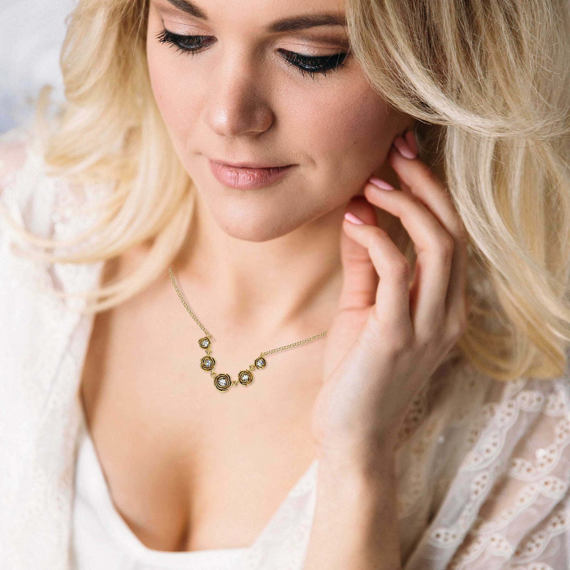 Elegant Crystal Rose Necklace for Women - 3 Plating Color Options | Fashion Jewelry & Accessories | Perfect for Parties, Weddings & Everyday Wear