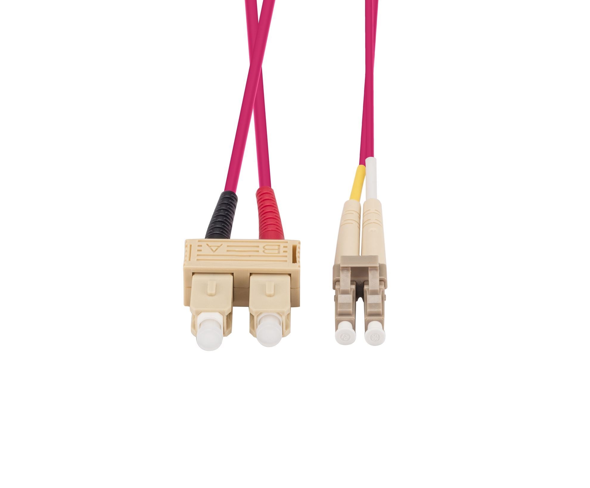 0.5M 50u LC/SC OM4 Duplex Multimode Fiber Optic Patch Cable - Raspberry Pink LSZH Jacket - High Speed Data Transmission for Server Rooms, Data Centers & Networking Applications