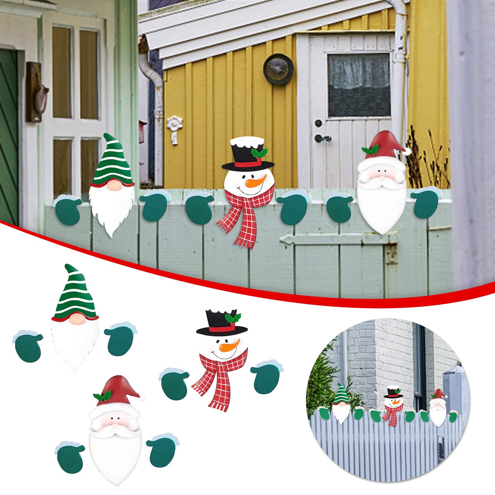 FengLS Funny Santa Head Door Decoration - Christmas Window Ornaments, Holiday Party Supplies & Festive Home Decor Gift (Perfect for Xmas Tree, Fireplace Mantel & Front Door Decorations)