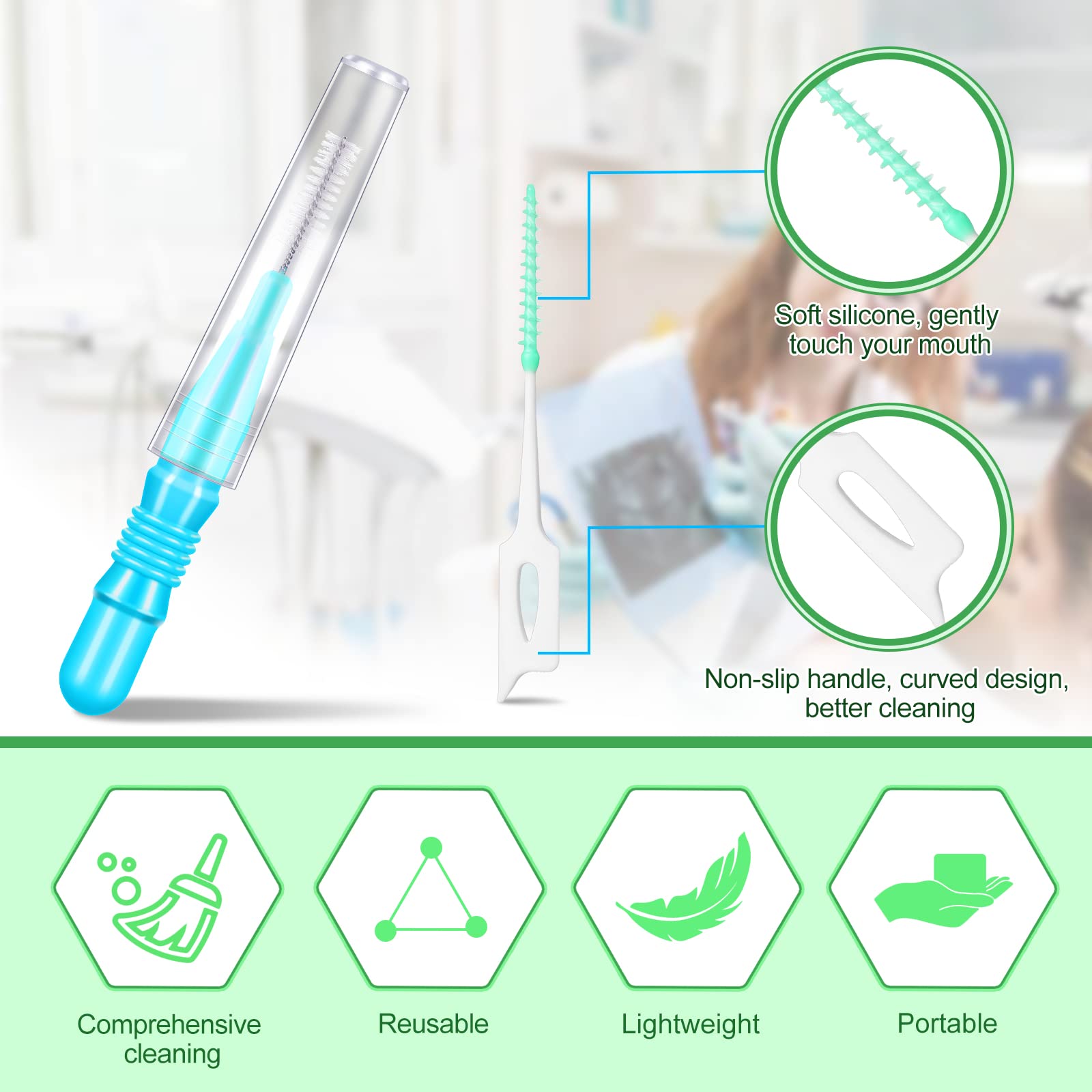 Patelai 350pc Interdental Brushes - Soft Dental Floss Picks for Teeth Cleaning (Cute Colors) - Perfect for Travel & Daily Oral Care