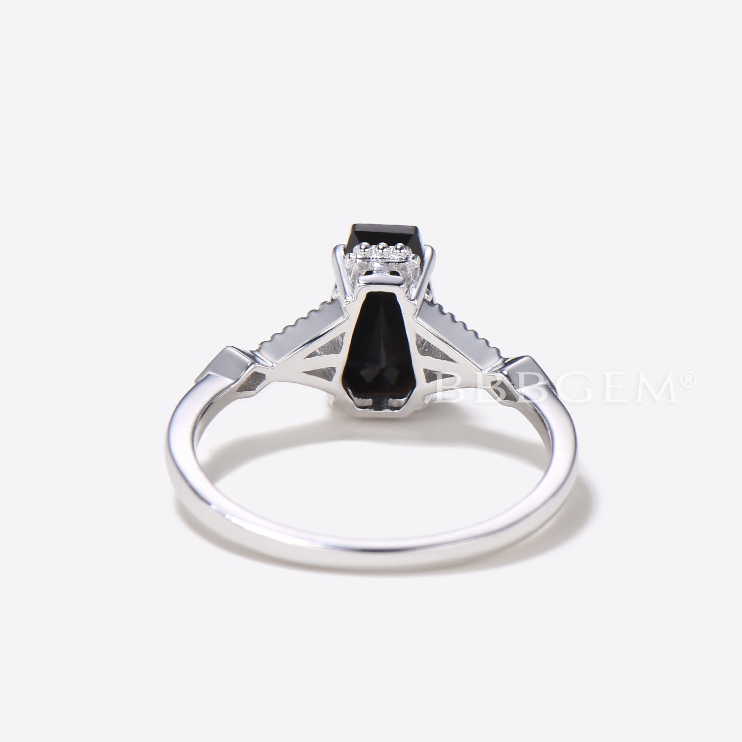 Black Onyx Coffin Cut Ring with Black Spinel - Vintage Gothic Engagement Ring for Women | Perfect for Dark Weddings, Halloween Jewelry & Alternative Fashion