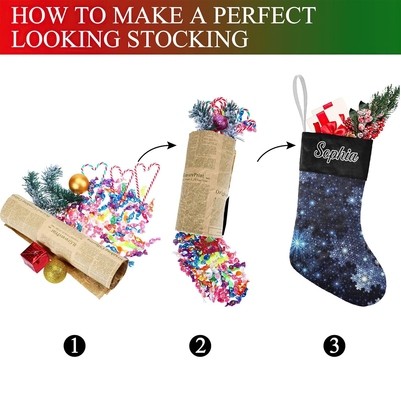 Personalized Winter Blue Snowflake Christmas Stocking - Custom Name Xmas Stockings for Family, Wedding & Party Decor (17.52 x 7.87 Inch) - Perfect for Fireplace Mantel, Gift Exchange & Holiday Home Decoration
