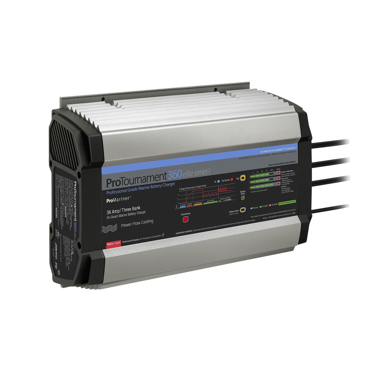 Promariner ProTournament Elite 3 360 36 Amp 3-Bank Marine Battery Charger - Perfect for Boats, Yachts & Fishing Tournaments