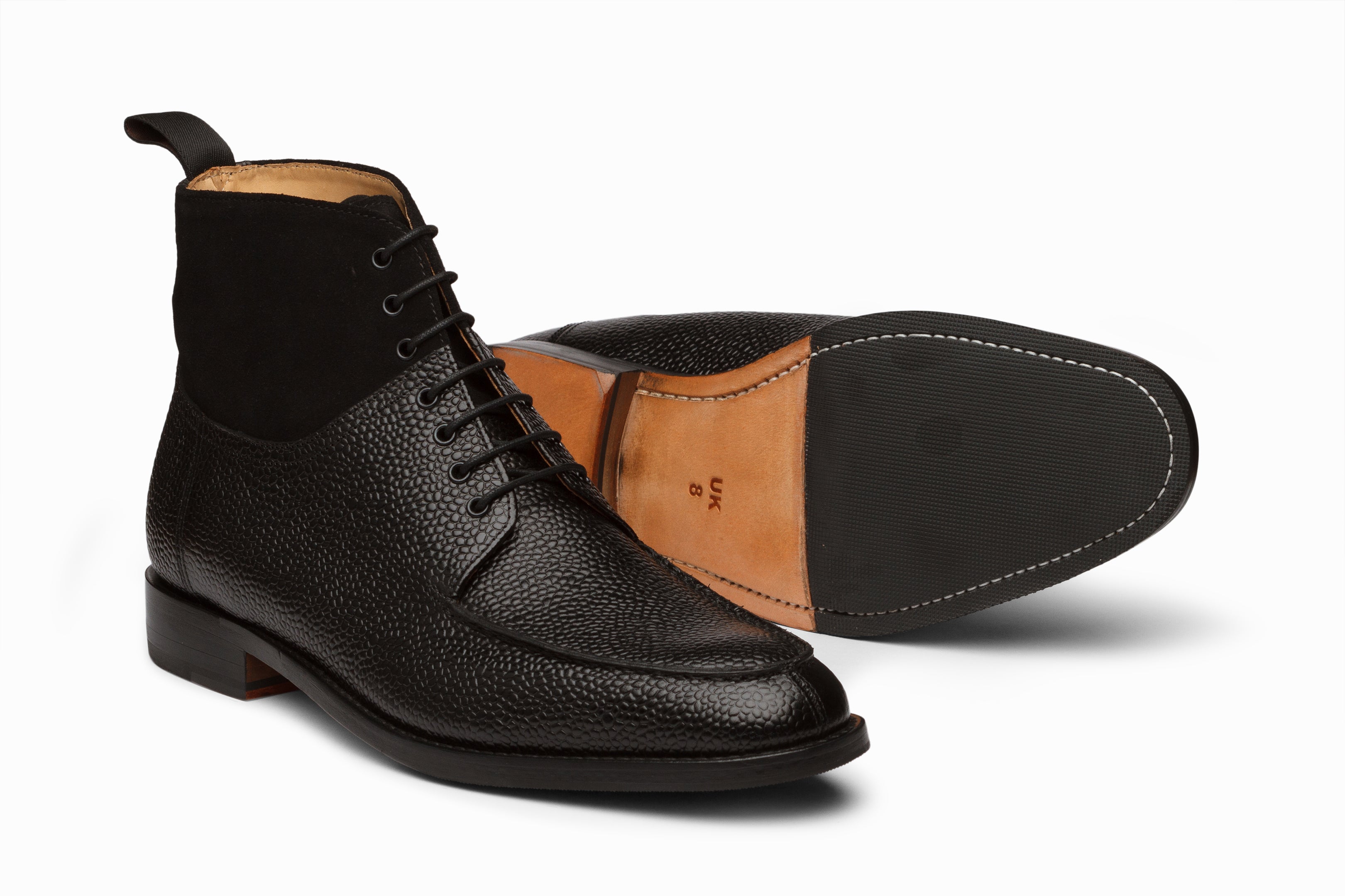 Premium Split Toe Derby Suede Combination Boots for Men - Stylish Black Leather & Suede Dress Shoes for Business Casual & Office Wear