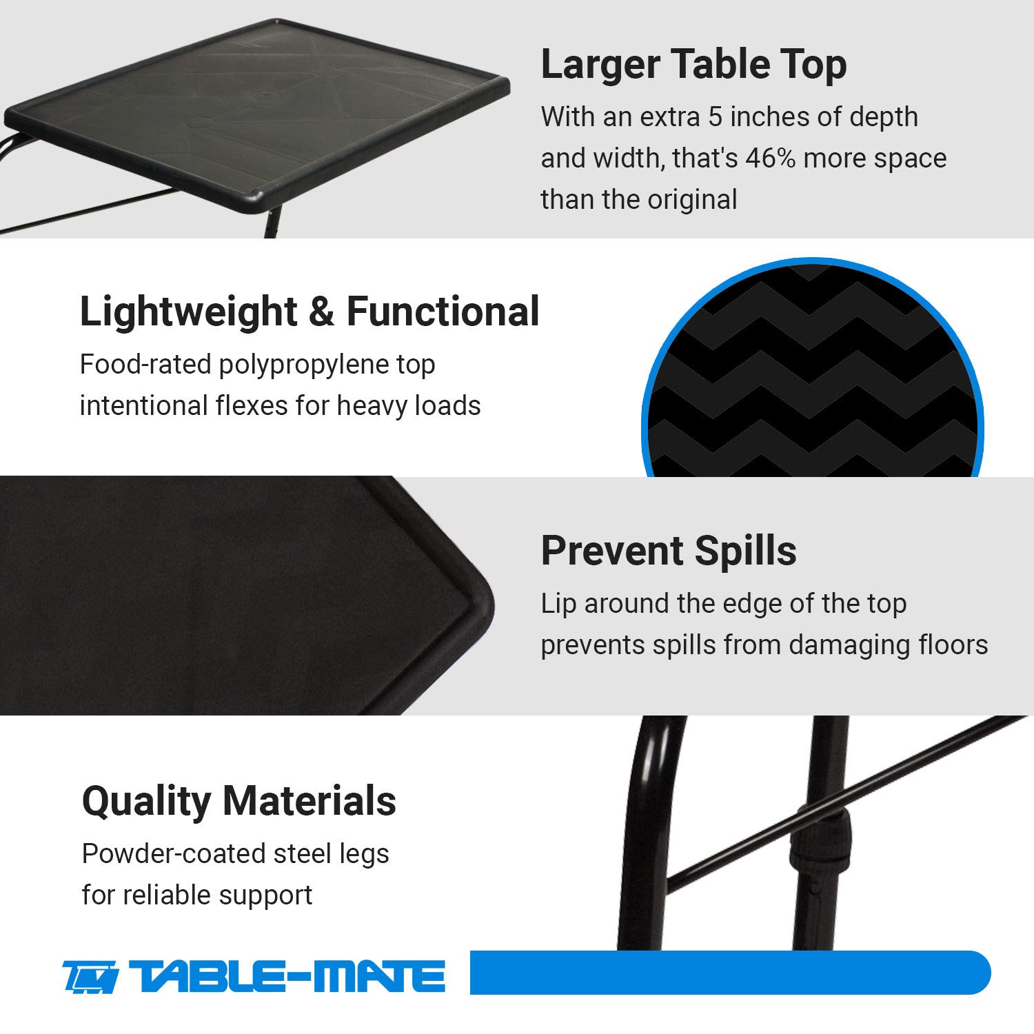 Extra Large Folding TV Tray Table - Adjustable 6 Heights & 3 Angles - Perfect for Dining, Laptop Work, Reading & Multipurpose Use - Black (2 Pack) - Ideal for Home, Office, Dorm & Bedroom