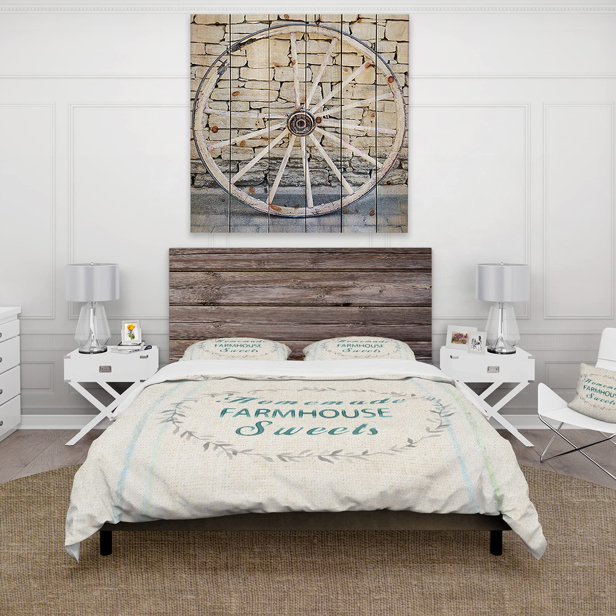 DesignQ Farmhouse Florals IX Beige Duvet Cover Set Queen Size - 3 Piece All Season Bedding Set with Floral Pattern | Perfect for Farmhouse, Cottage & Boho Chic Bedroom Decor