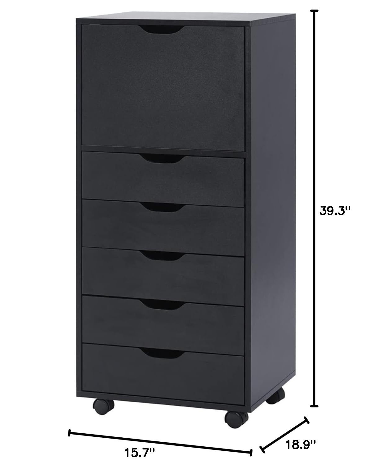 Naomi Home 6-Drawer Rolling File Cabinet with Wheels - Black Office Storage Organizer for Home & Business, Heavy Duty 180 lbs Capacity - Perfect for Desk Storage, Printer Stand & Document Organization