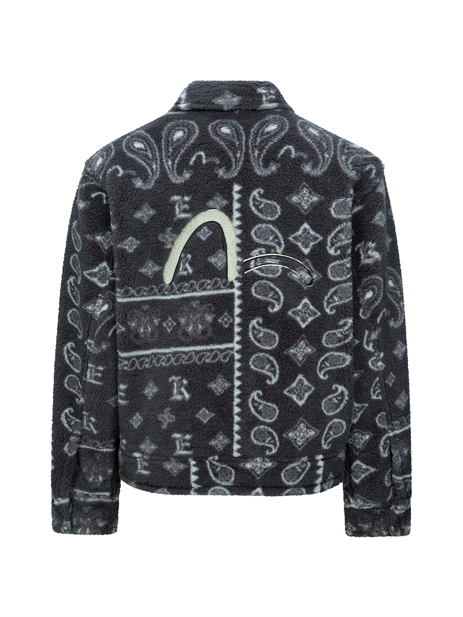 Paisley Jacquard Fleece Relaxed Fit Jacket for Women - Cozy Winter Outerwear for Casual Outings, Travel & Lounge Wear
