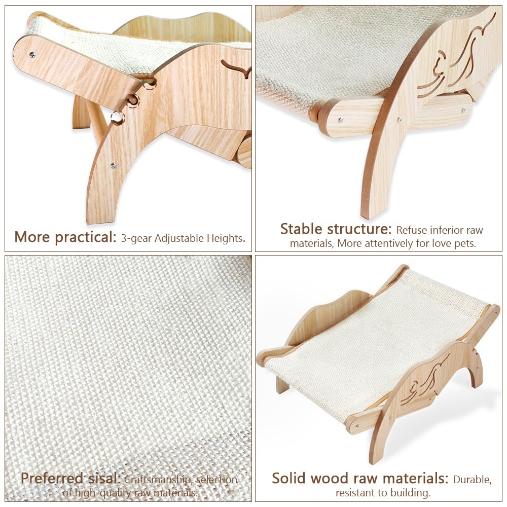 Adjustable Elevated Cat Hammock Bed - Breathable Outdoor & Indoor Pet Lounger with Sisal Scratching Post - Perfect for Summer, Beach, or Home Relaxation - Cooling Raised Cat Couch for Comfortable Napping & Play