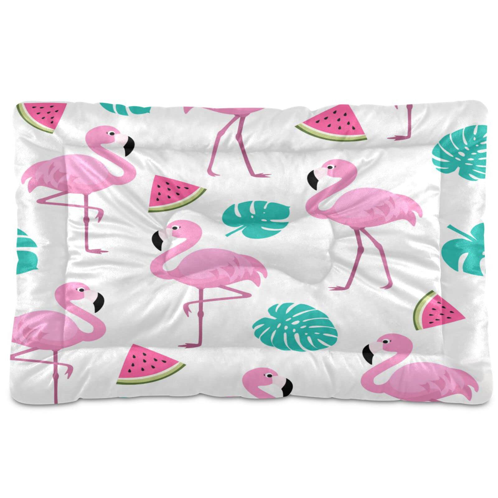 Kigai Flamingo Pattern Rectangle Pet Bed for Dogs & Cats - Soft, Comfortable, Machine Washable Dog Bed for Small, Medium, Large Breeds (18