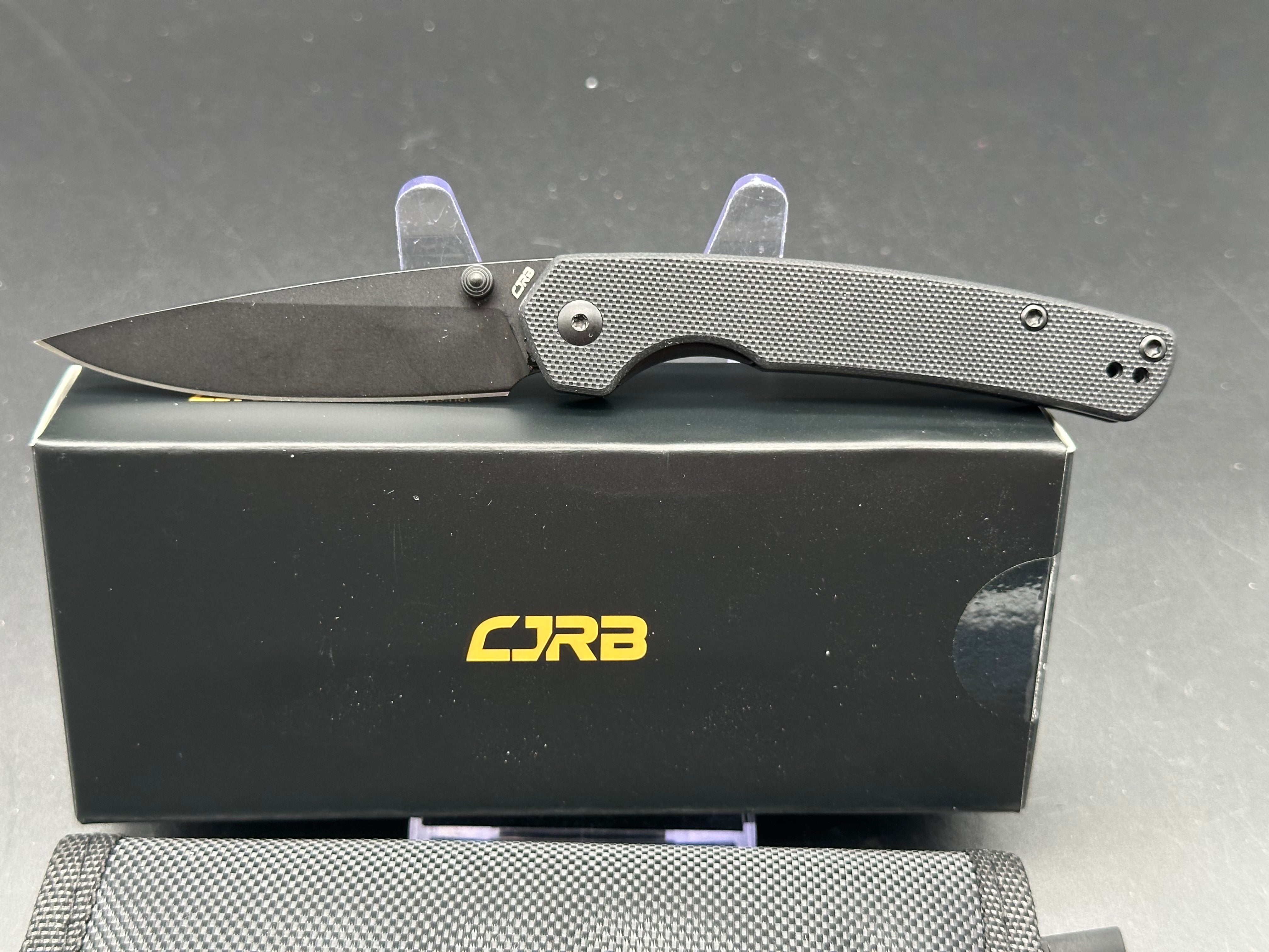 CJRB KAIN Folding Pocket Knife - Black G10 & Aluminum Handle, AR-RPM9 Steel Drop Point Blade - EDC, Camping, Hiking & Outdoor Survival Tool