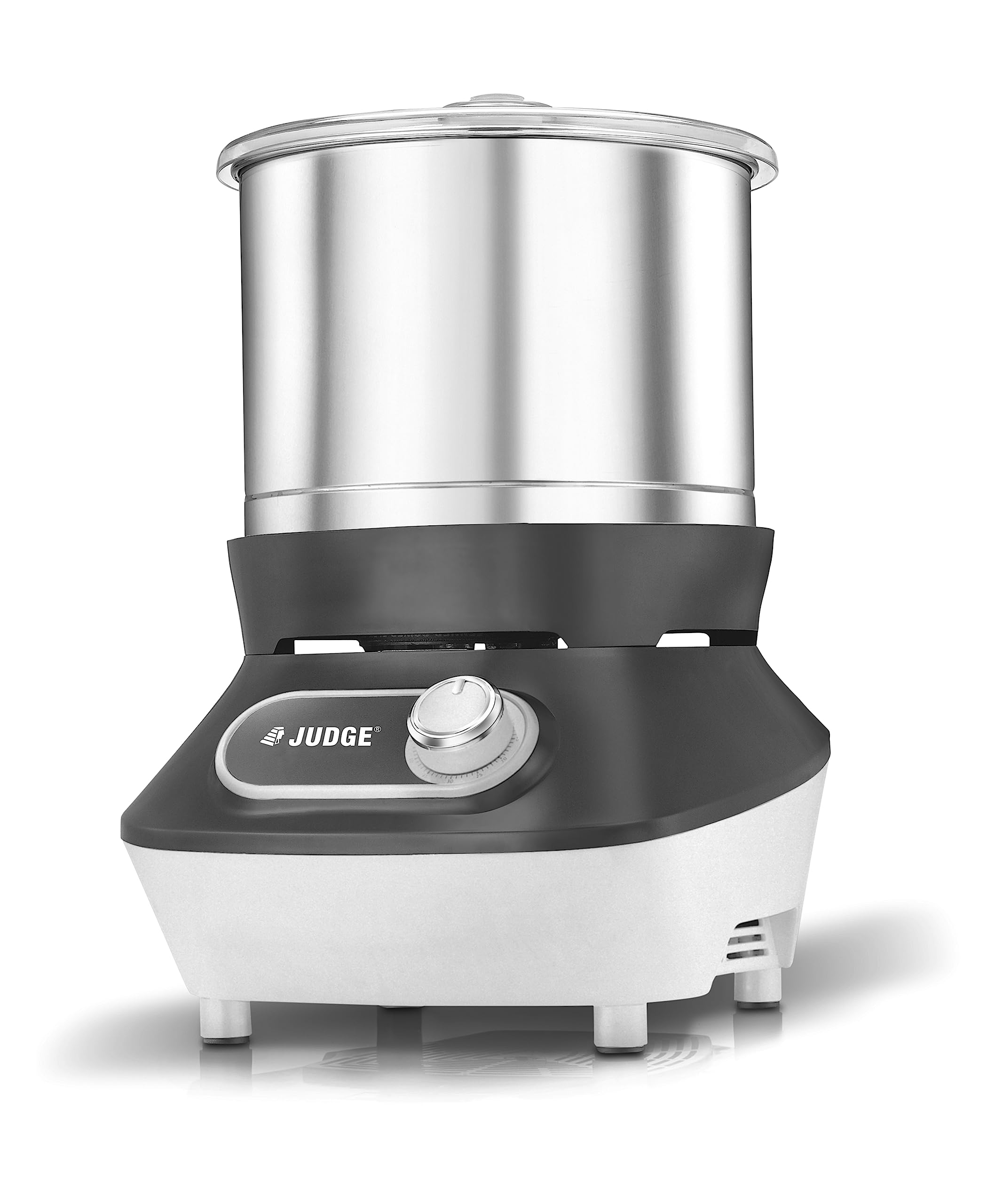 Prestige Vertical Wet Grinder with Stainless Steel Drum - 200W, 110V - Includes Coconut Scraper & Atta Kneader Attachments - Perfect for Indian Cooking, Dosa/Idli Batter & Chapati Dough (Grey & White)