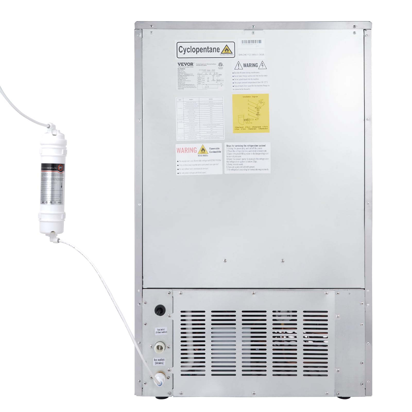 VEVOR Commercial Ice Maker Machine 300LBS/24H, 88LBS Storage Capacity, Makes 126 Ice Cubes in 12-15 Minutes - Perfect for Bars, Home, Office, Restaurants, Cafes, and Parties