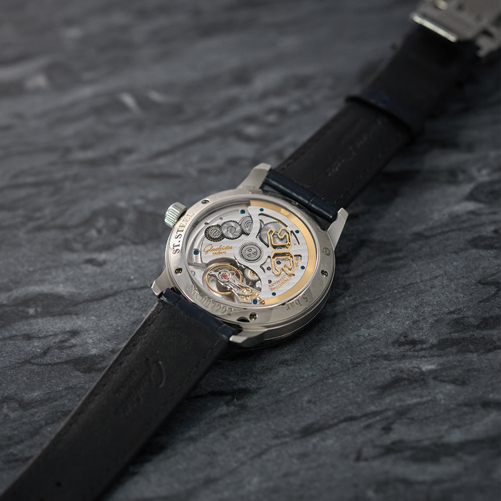 Senator Excellence Panorama Date Moon Phase 40mm Silver Leather Strap Watch | Luxury Dress Watch for Business & Formal Occasions