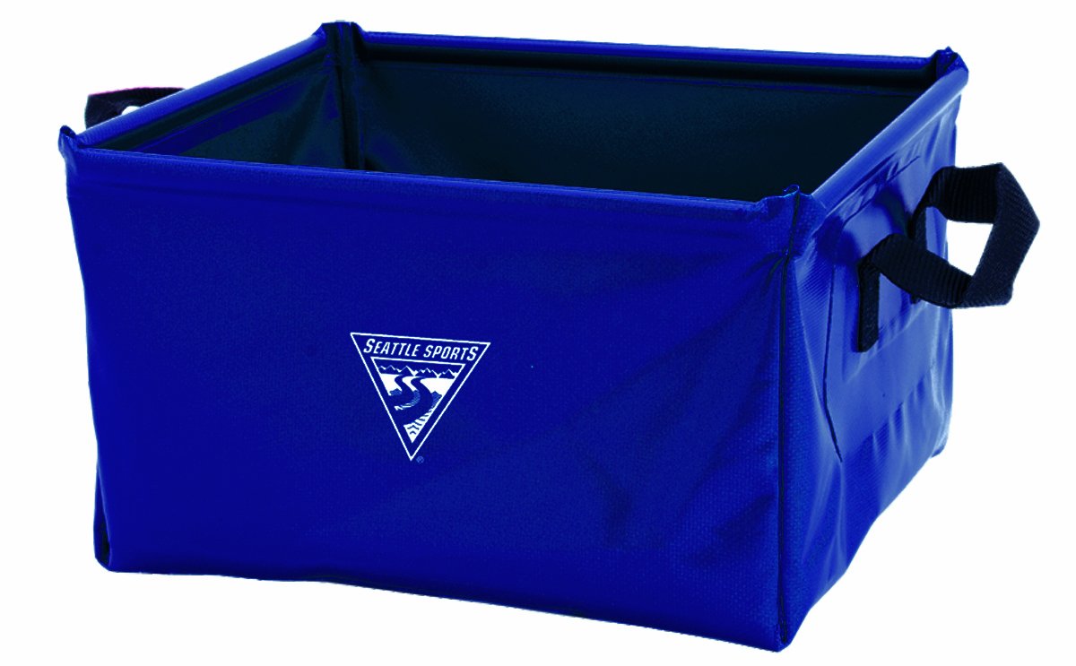 Seattle Sports Outfitter Collapsible Square Pack Sink - Portable Dish Wash Basin for Camping, Hiking & RV Trips - Lightweight & Compact Design - Perfect for Outdoor Cooking, Picnics & Backpacking (Blue)