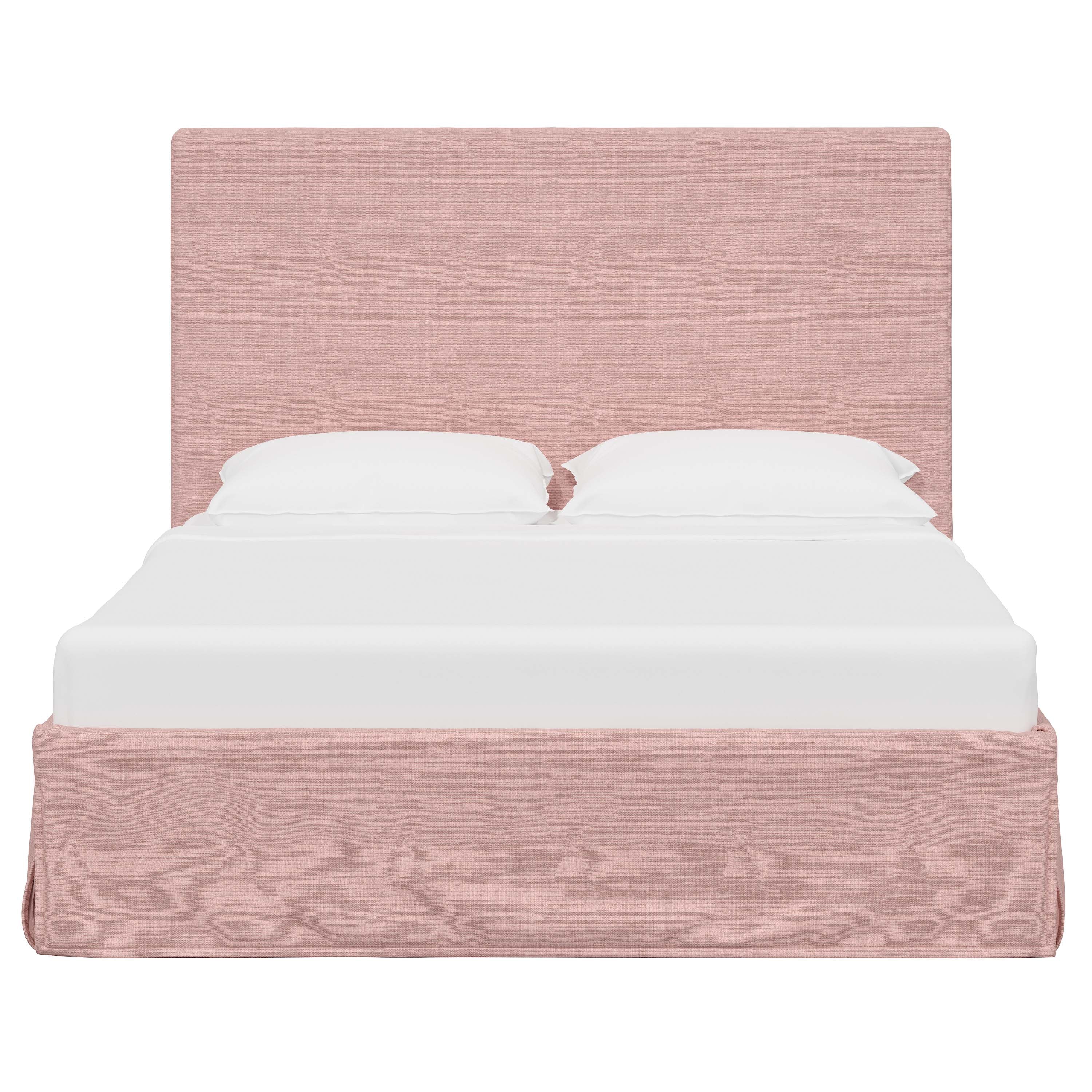 Violet Slipcovered Bed - Soft Washable Fabric Upholstered Queen Size Bed Frame with Headboard - Perfect for Modern Bedrooms, Guest Rooms & Cozy Home Decor