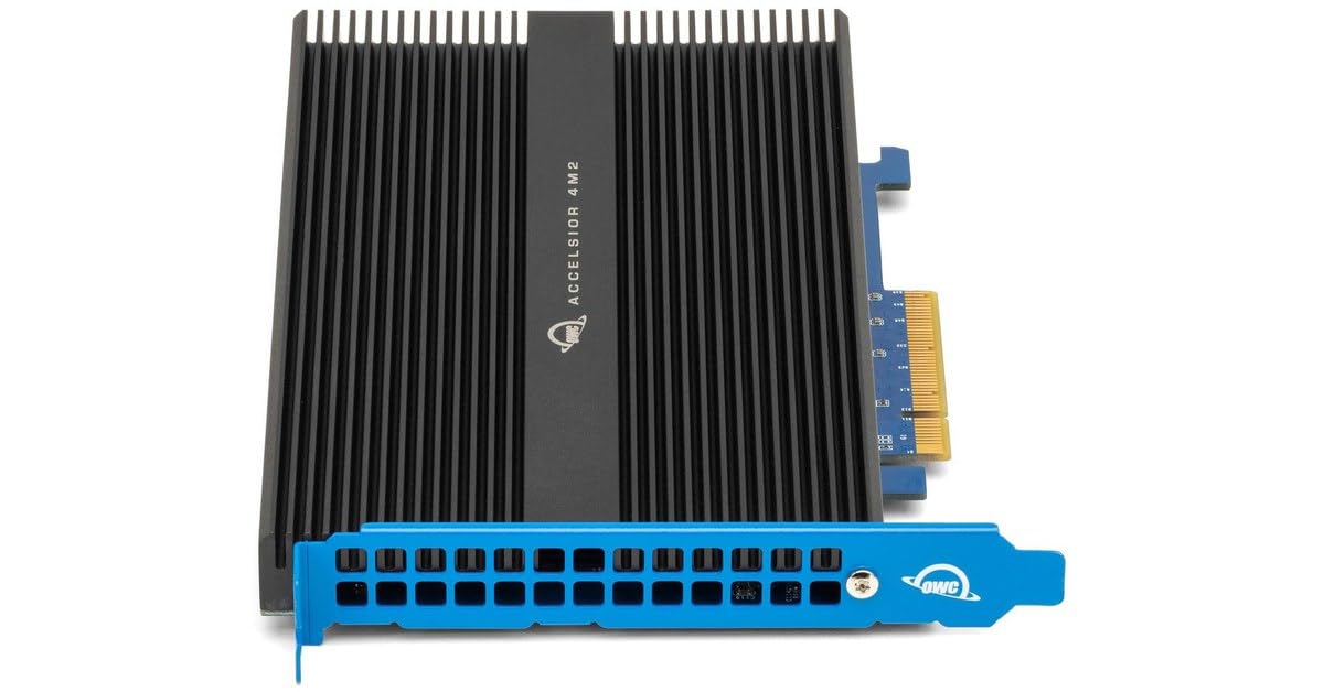 OWC Accelsior 4M2 PCIe 3.0 M.2 NVMe SSD Adapter Card (0GB) - High-Speed SSD Expansion for Mac & PC - Perfect for Video Editing, Gaming & Data Storage