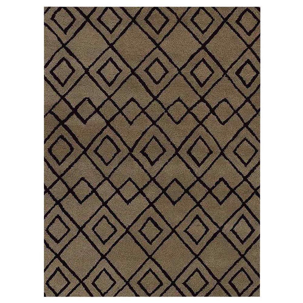 Hand Tufted Wool Eco-Friendly Area Rugs 4x6 Feet - Rectangle Cream & Brown Geometric Modern Design High Pile Handmade Rug for Living Room, Bedroom, Office & Dorm - Soft & Durable Floor Decor (K04510)