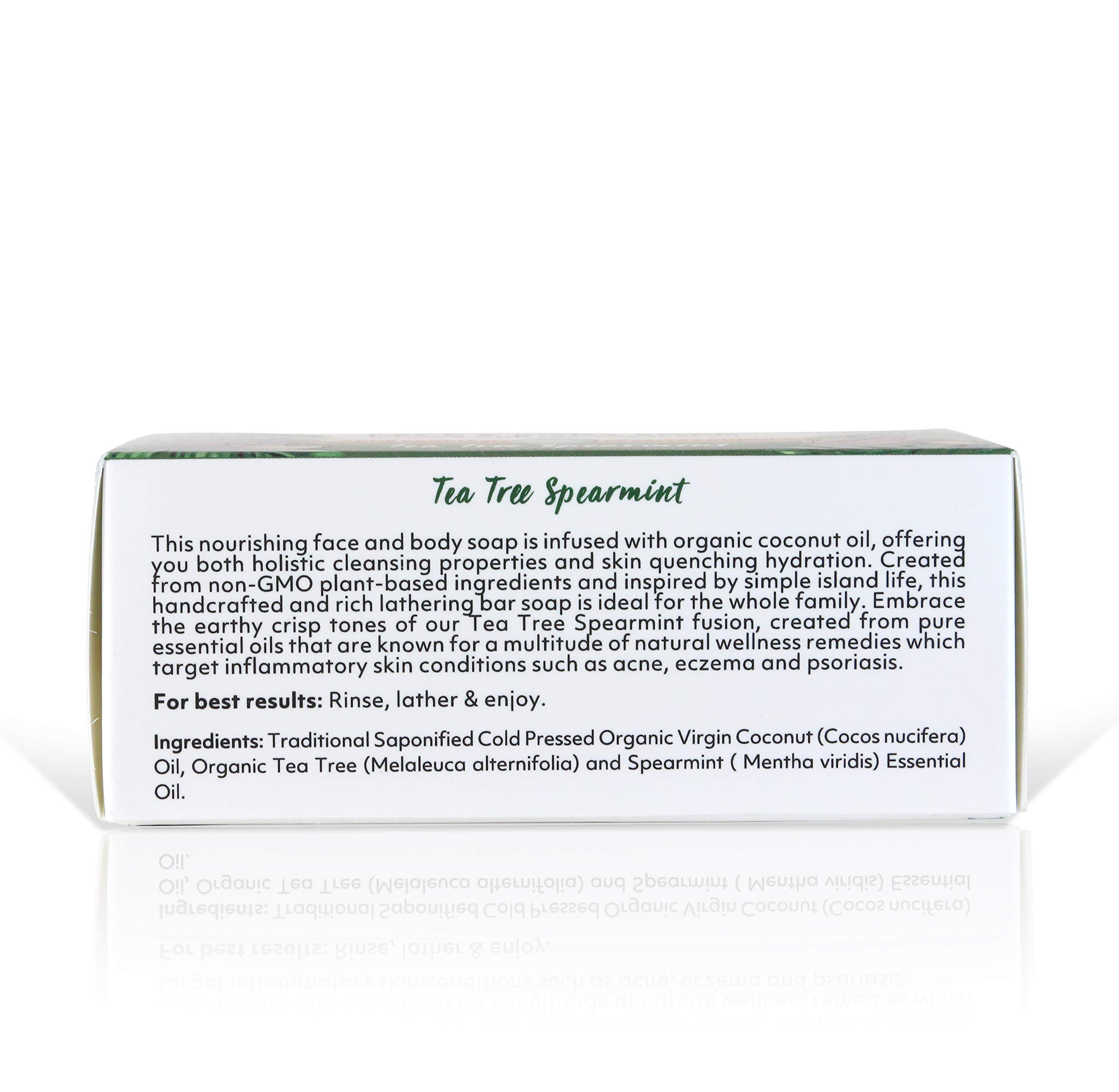 Organic Coconut Oil & Tea Tree Spearmint Soap Bar for Face and Body - Moisturizing, Pore Purifying Natural Soap with Essential Oils - 7 oz (Pack of 12) - Perfect for Daily Skincare & Spa Relaxation