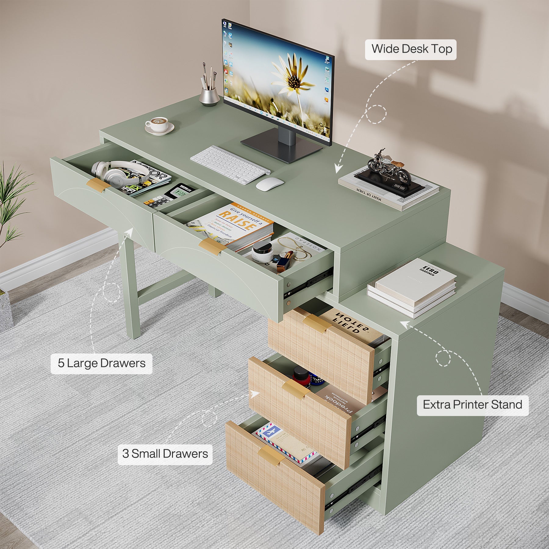55 Inch Modern Computer Desk - Home Office & Study Desk with Sturdy Frame, Perfect for Remote Work & Online Learning