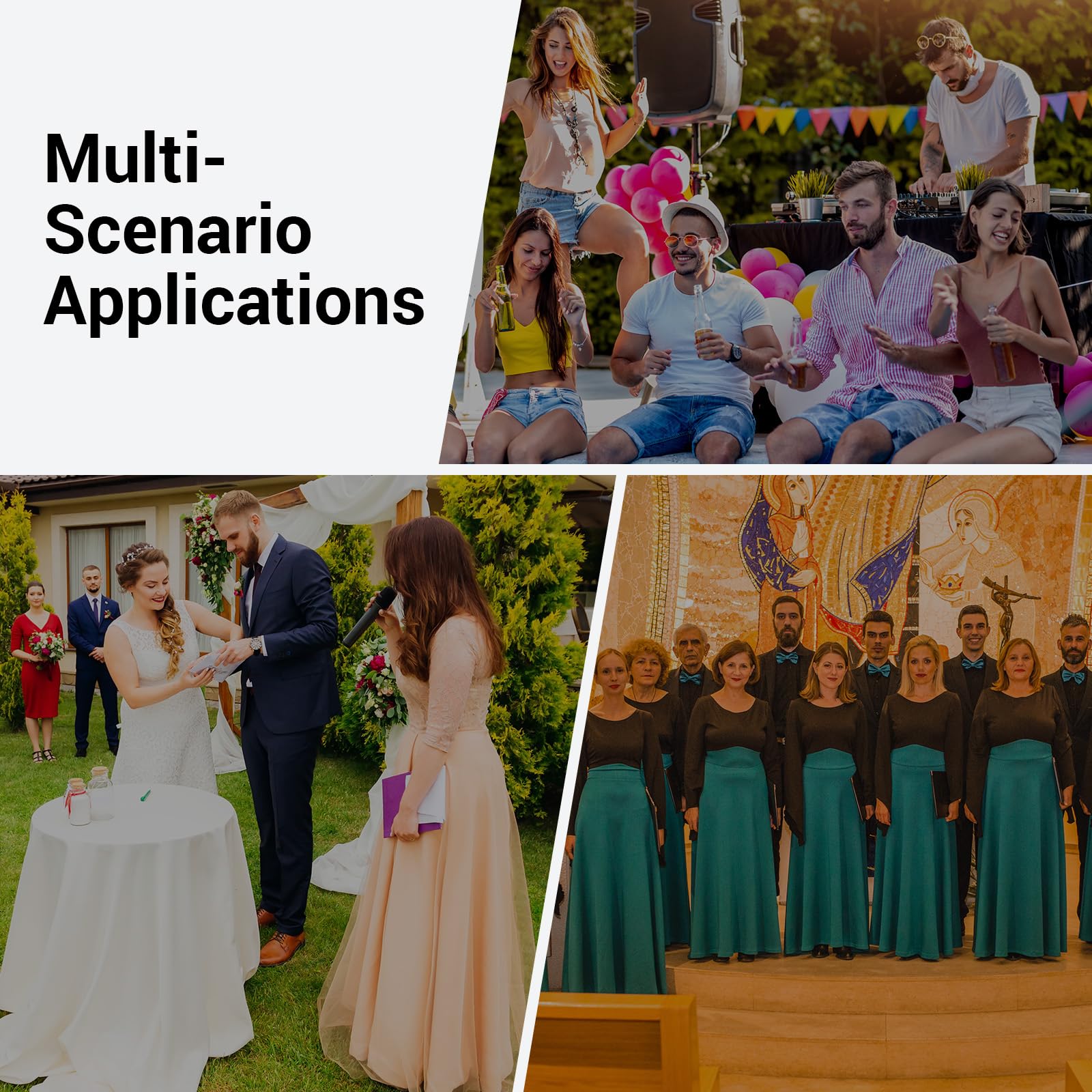 TONOR Wireless Microphone System - 4x10 Channel UHF Cordless Handheld Mic with 200FT Range, Stable Signal for Karaoke, Church, Wedding & Events | Ideal for Live Performances, Public Speaking & Professional Audio Setups