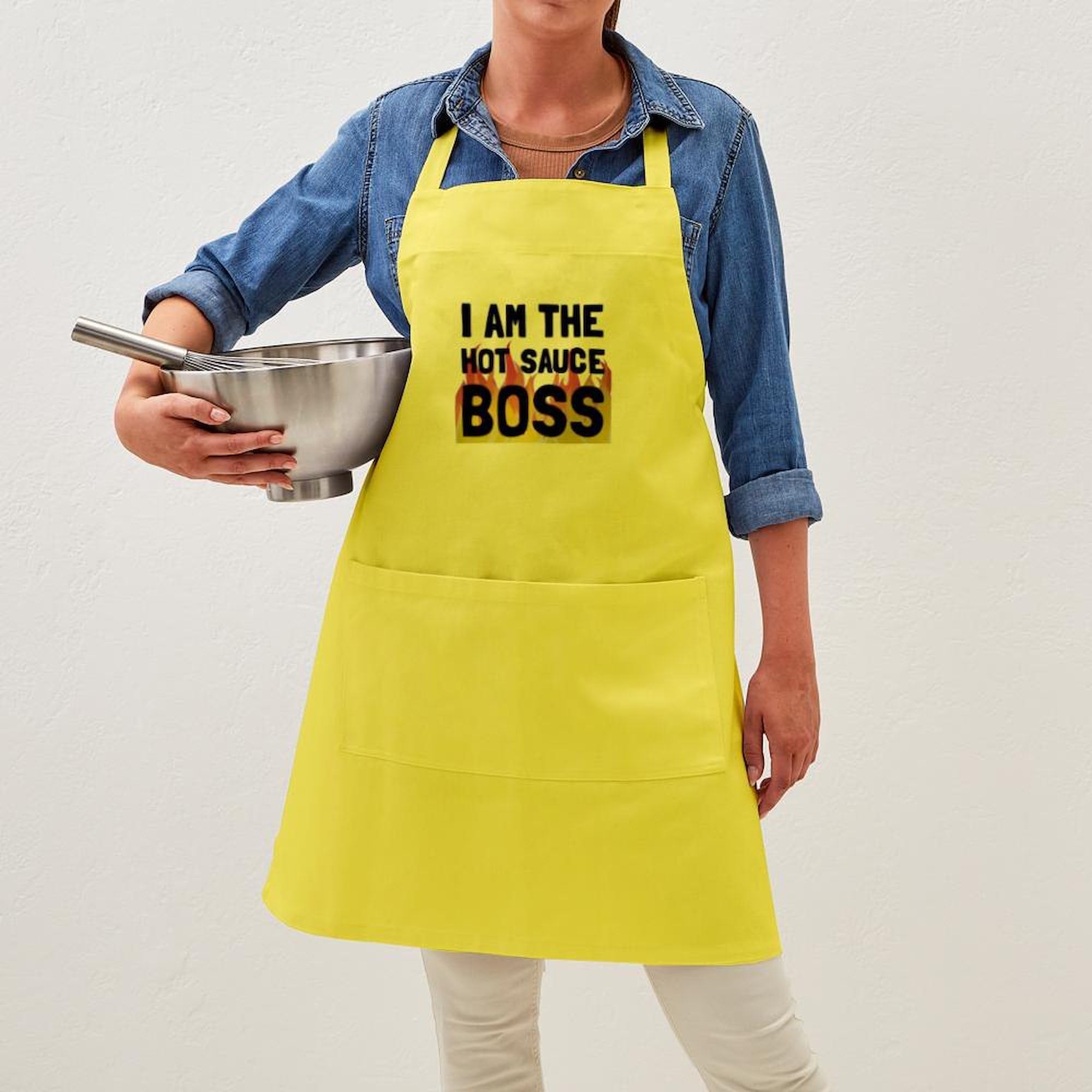 Hot Sauce Boss Kitchen Apron with Pockets - Adjustable BBQ Grilling & Baking Apron for Men & Women - Perfect for Cooking, Grilling, Baking & Outdoor BBQ Parties