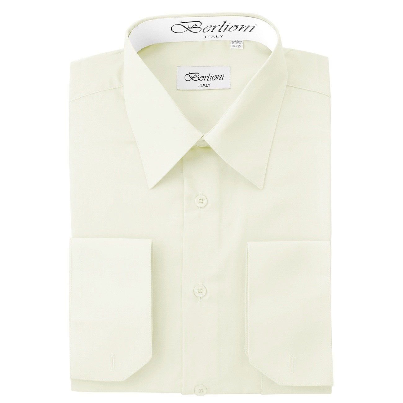 Men's Ivory Solid Dress Shirt - Classic Formal Cotton Shirt for Business, Office & Wedding - Premium Slim Fit Button Down Shirt for Men
