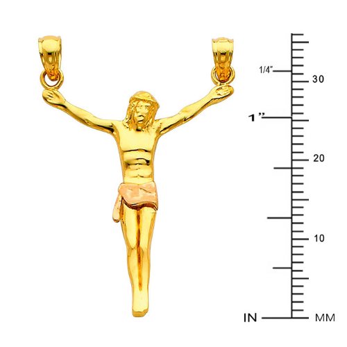 14K Two Tone Gold Jesus Body Crucifix Cross Religious Charm Pendant for Men & Women - Perfect for Necklaces, Gifts, and Faith-Based Jewelry