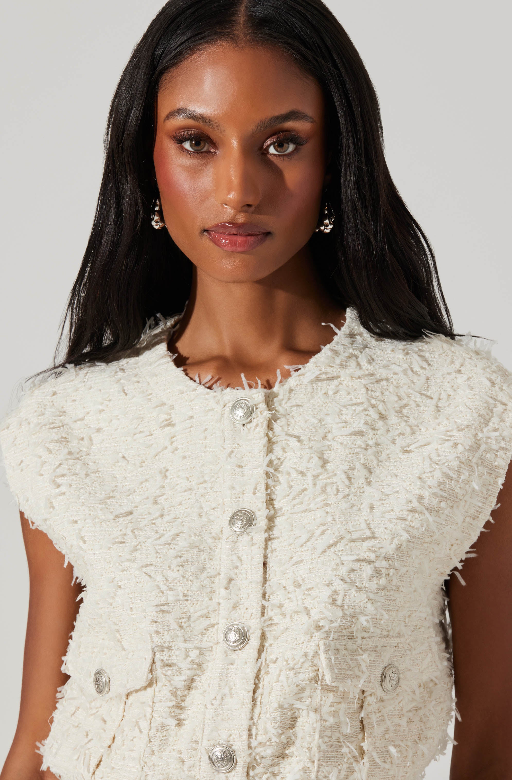 Stylish Pedrine Textured Tweed Vest for Women - Fashionable Layering Piece for Office, Parties & Fall Outfits