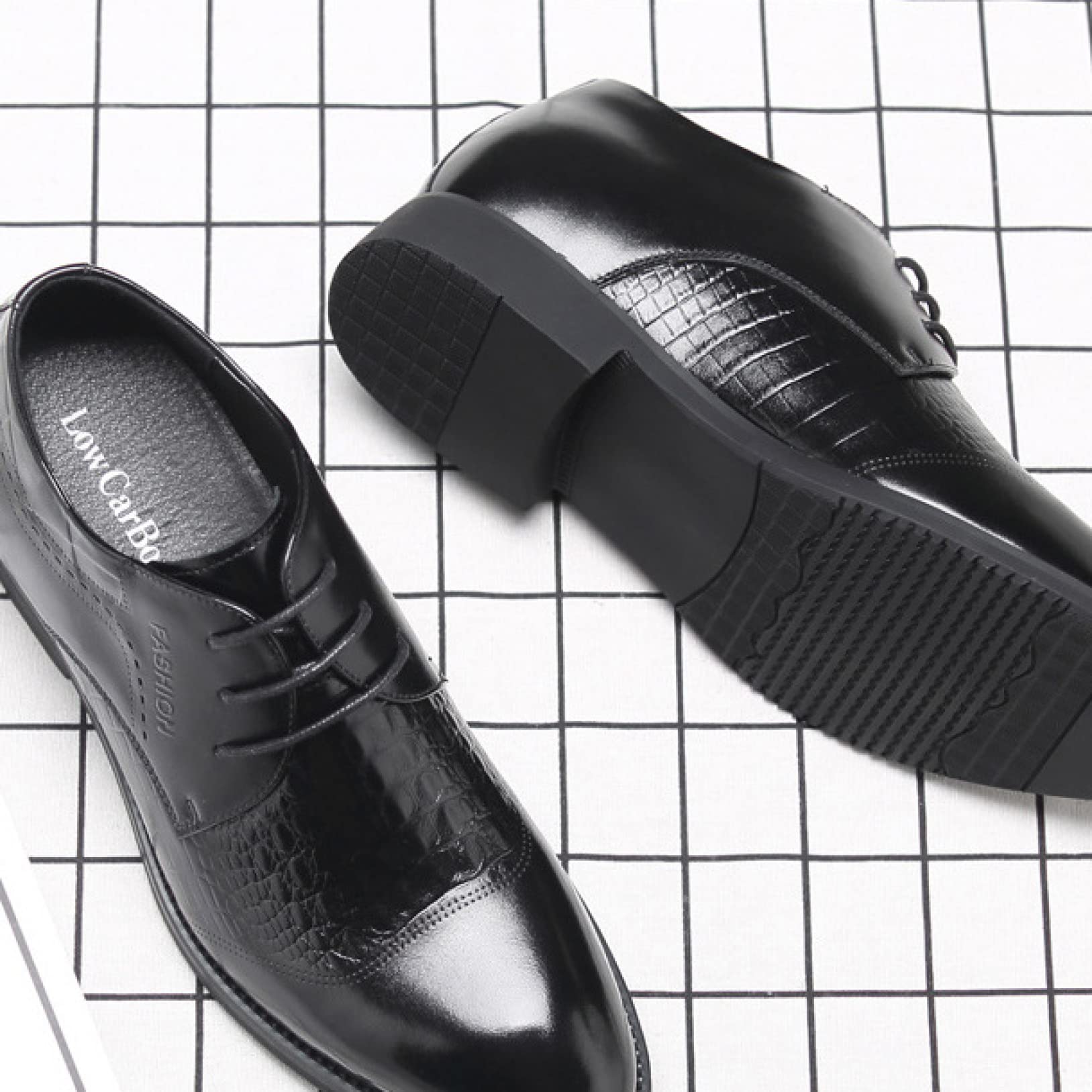 Men's Comfortable Pointed Toe Oxford Dress Shoes - Height Increasing Derby Business Formal Shoes for Men | Perfect for Office, Weddings & Special Occasions