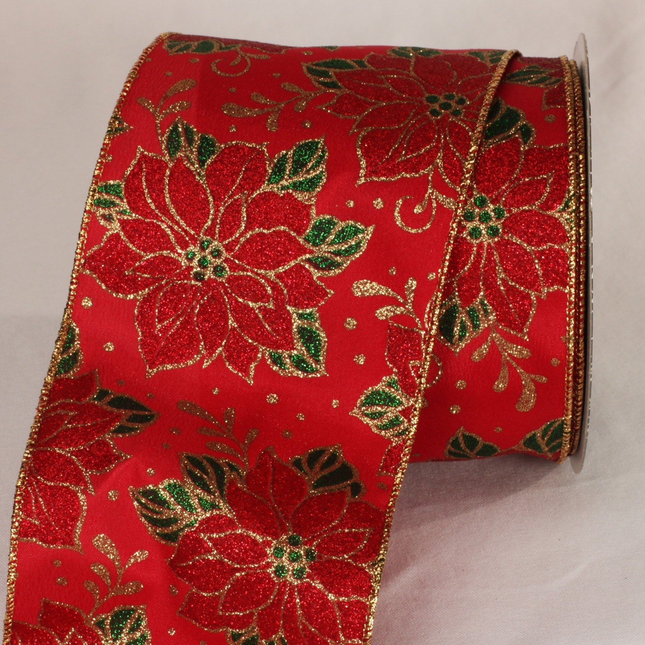 Christmas Poinsettia Wired Craft Ribbon - 4