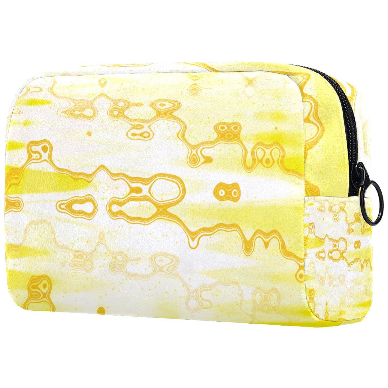 Elegant Small Makeup Bag for Women - Golden Ripple Printed Travel Cosmetic Organizer - Perfect for Travel, Gym & Everyday Essentials Storage