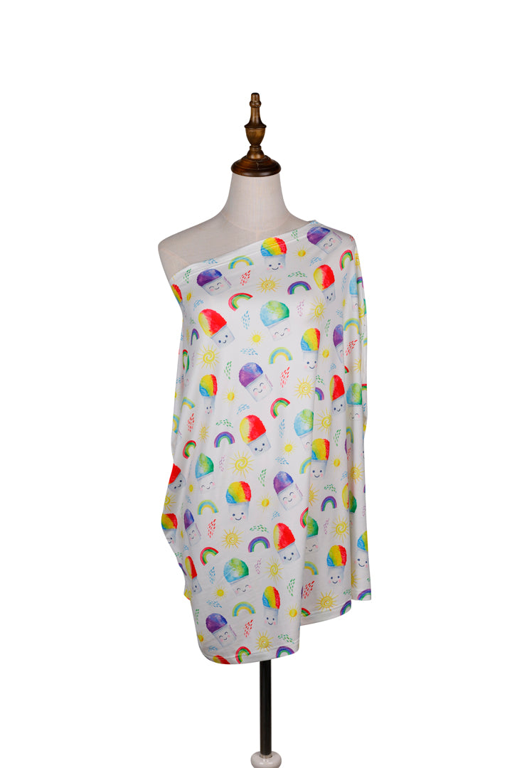Baby Nursing Car Seat Cover - Breathable UV Protection for Infants, Soft Shave Ice White - Perfect for Strollers, Shopping & Outdoor Activities