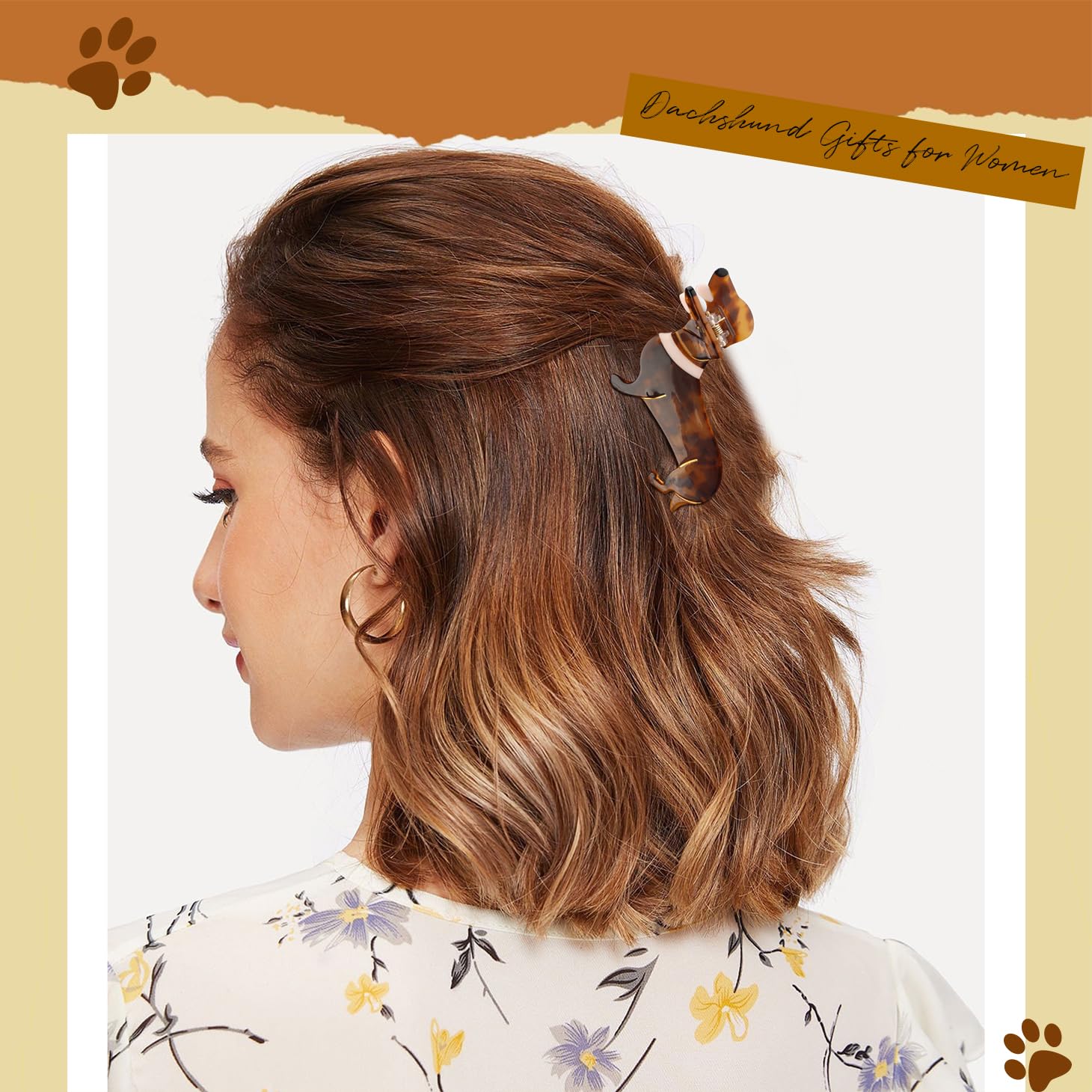 **Cute Dachshund Dog Hair Clips for Women - Acetate Animal Hair Accessories for Puppy Lovers - Perfect Mother's Day, Birthday & Christmas Gifts - Great for Pet Lovers, Stocking Stuffers & Everyday Styling**