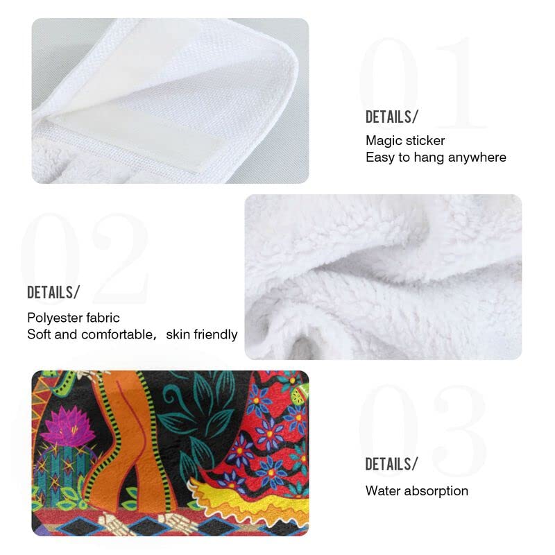 Skull Print Halloween Kitchen Towels - 2 Pack Soft Absorbent Dish Cloths with Hanging Loop - Day of The Dead Bathroom Hand Towels for Oven, Stove Handle & Tabletop - Perfect for Halloween Party Decor, Dia de Los Muertos Celebration & Gothic Home Decor