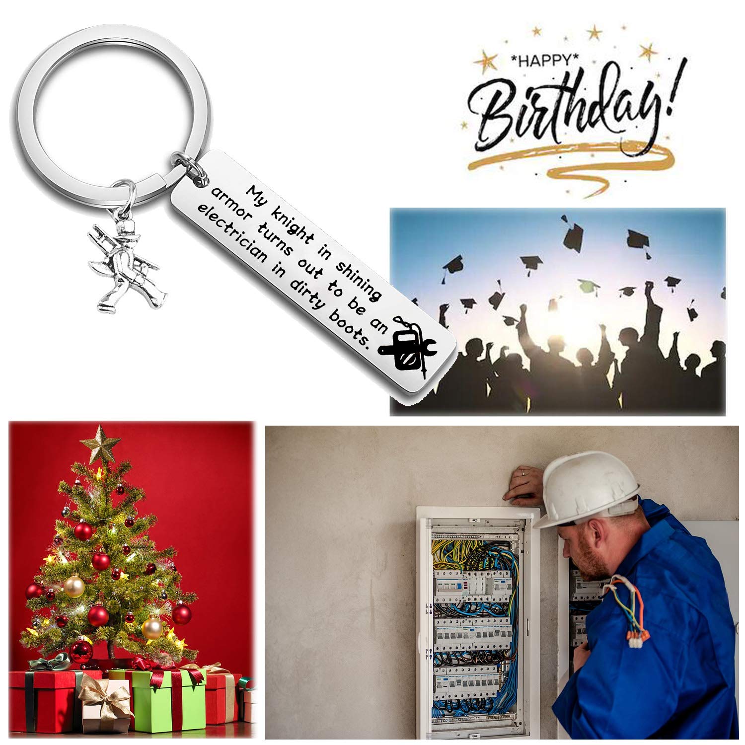 Funny Electrician Keychain - Unique Electrician Gifts for Graduation, Appreciation & Daily Use - My Knight in Shining Armor Keychain for Electricians - Perfect for Work, Gag Gifts & Special Occasions