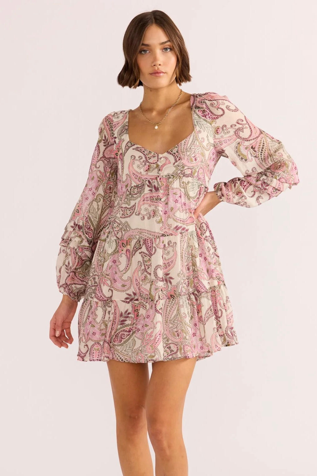 Cadence Pink Paisley Babydoll Mini Dress - Flirty Summer Party Outfit for Women | Perfect for Dates, Beach Vacations & Night Out