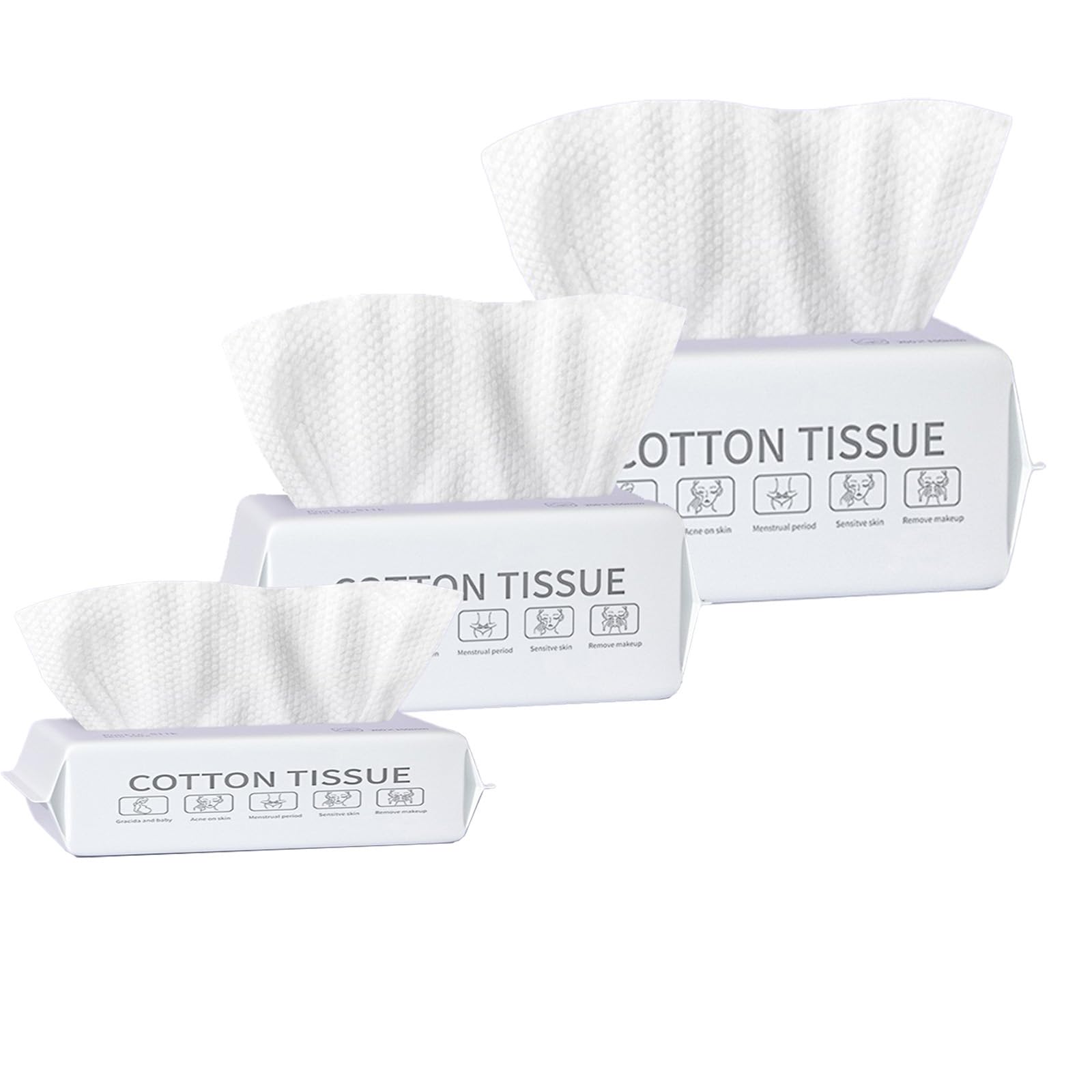 **Disposable Face Towels for Sensitive Skin - 100% Cotton Ultra Soft Thickened Facial Cleansing & Makeup Remover Wipes - 250 Count (3 Packs) - Perfect for Travel, Gym & Daily Skincare Routine**