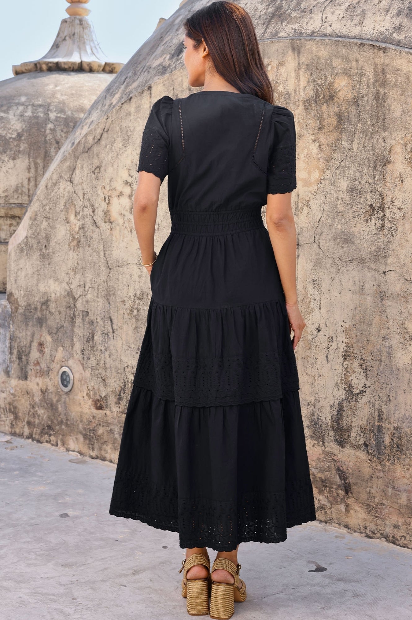 Sienna Embroidered Dress for Women - Elegant Black Floral Lace Maxi Dress | Perfect for Weddings, Parties & Special Occasions