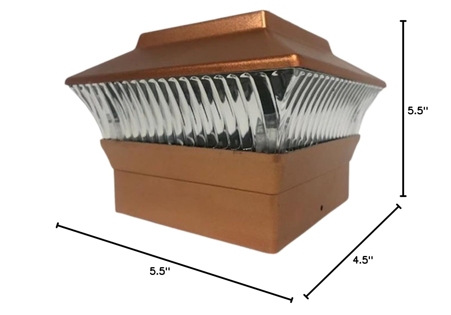 8 Pack 4x4 Solar Powered Copper Square PVC Post Cap Lights - Outdoor Fence Lighting for Garden, Patio, Deck & Pathway