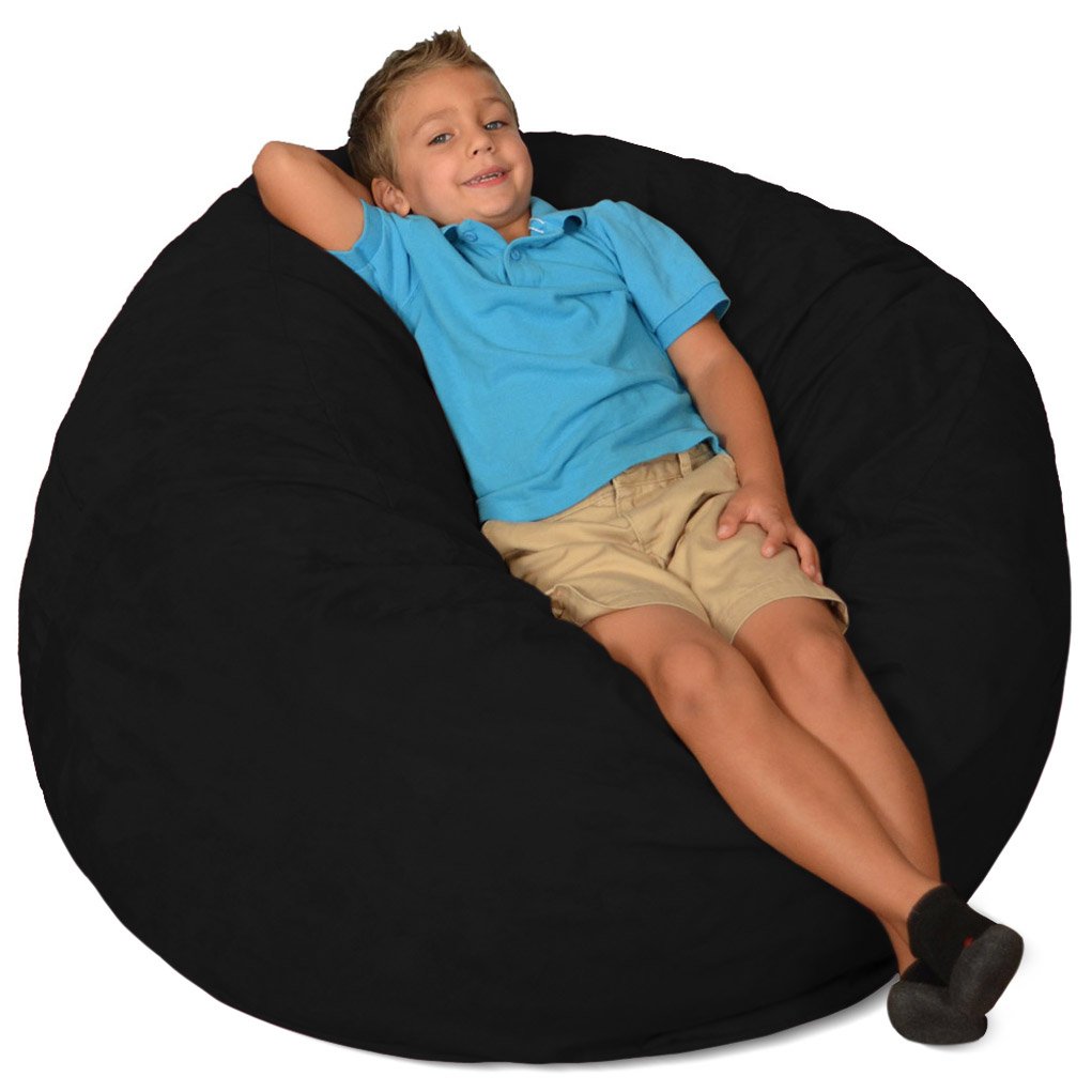 3 ft Memory Foam Bean Bag Chair - Ultra Soft Black Micro Suede Lounger for Adults & Teens - Perfect for Gaming, Movie Nights & Dorm Room Relaxation