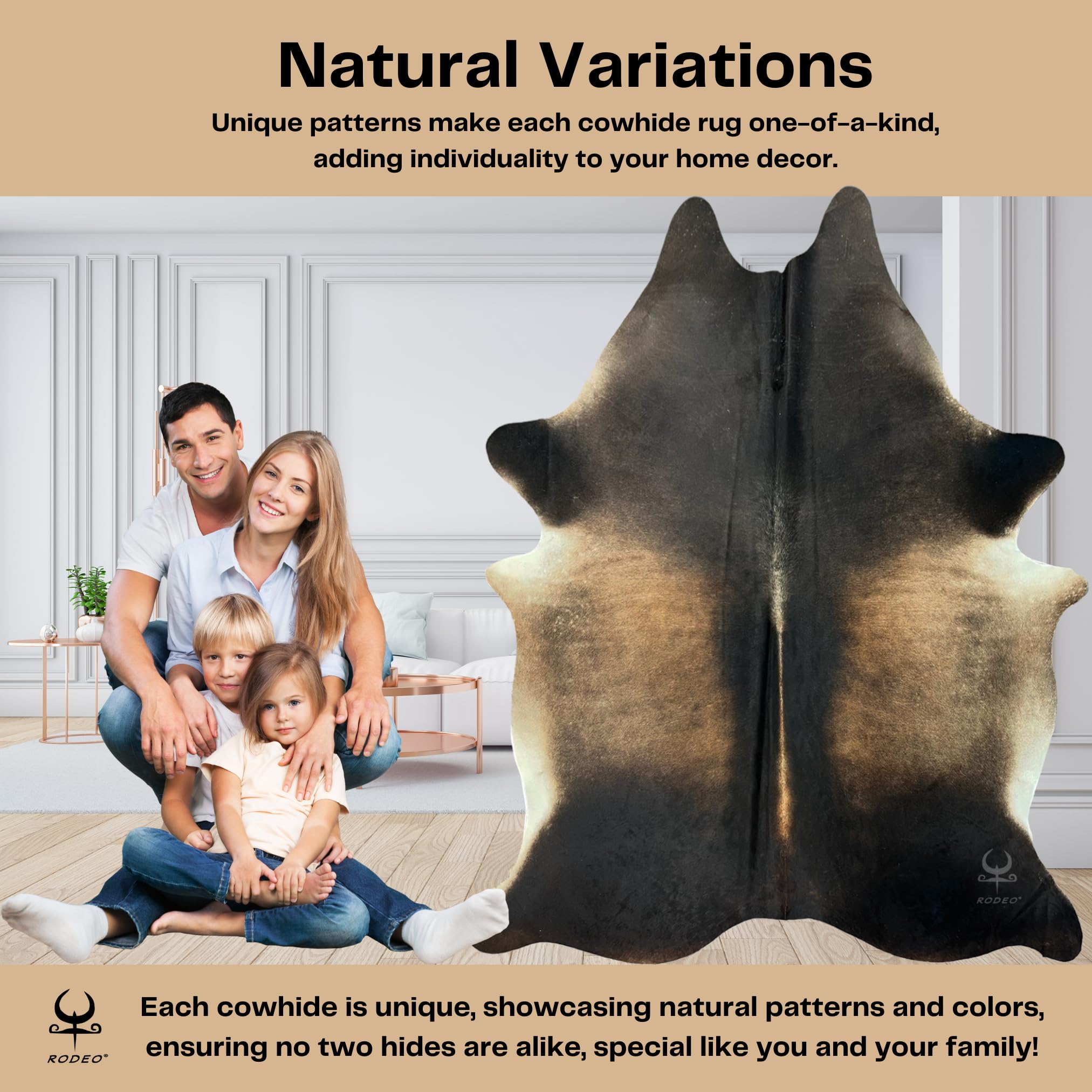 Premium Genuine Cowhide Rug - Durable & Easy to Clean Cow Print Area Rug - Ethically Sourced Hair-on Leather for Western, Ranch & Rustic Decor - Luxury XL Cowhide Rug (6x7-8 ft) - Perfect for Living Room, Bedroom or Cabin Floor Decor
