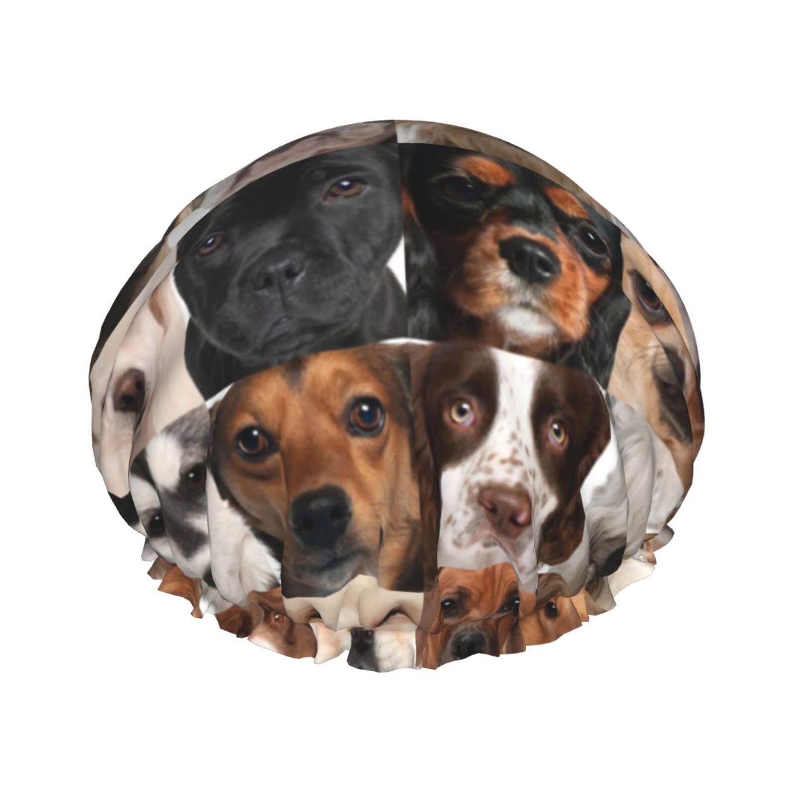Waterproof Reusable Shower Cap for Women & Dogs - Cute Face Pattern Bath Hair Cover for Shower, Bathing, Spa, and Pet Grooming